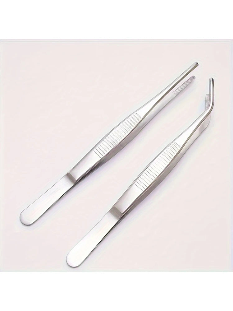 Precision stainless steel tweezers, 2-piece set, suitable for handicrafts, artworks and laboratory work - durable and reliable