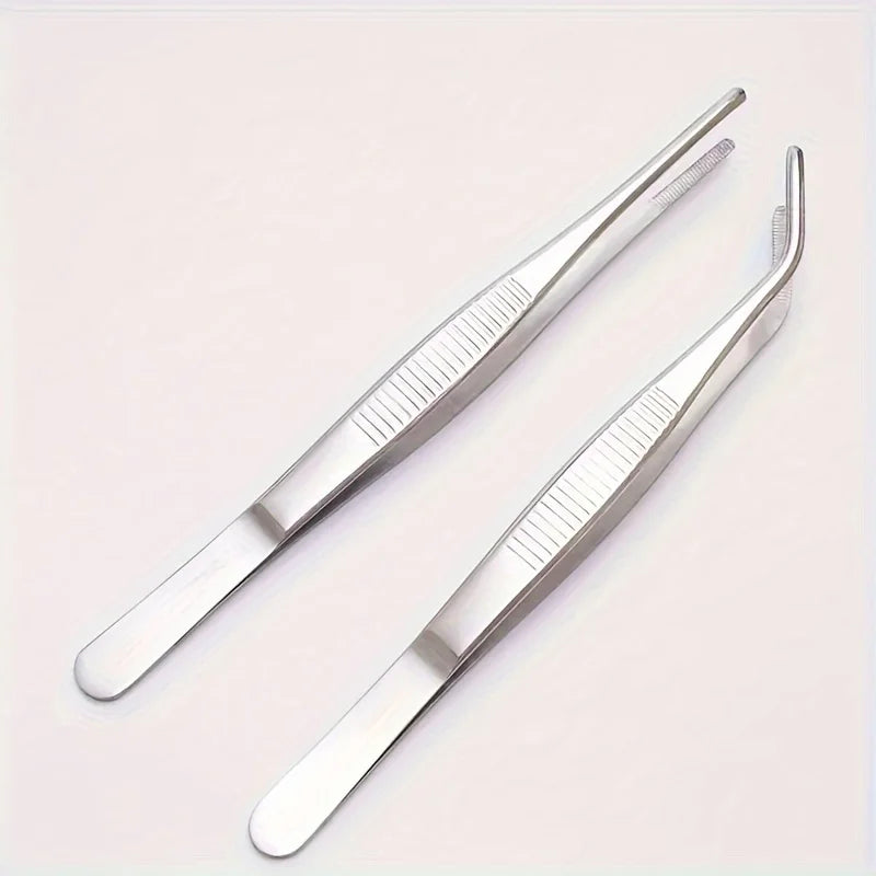 Precision stainless steel tweezers, 2-piece set, suitable for handicrafts, artworks and laboratory work - durable and reliable