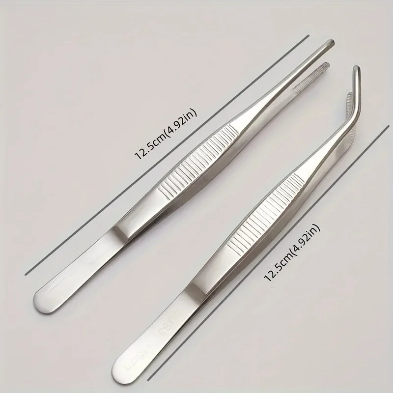 Precision stainless steel tweezers, 2-piece set, suitable for handicrafts, artworks and laboratory work - durable and reliable