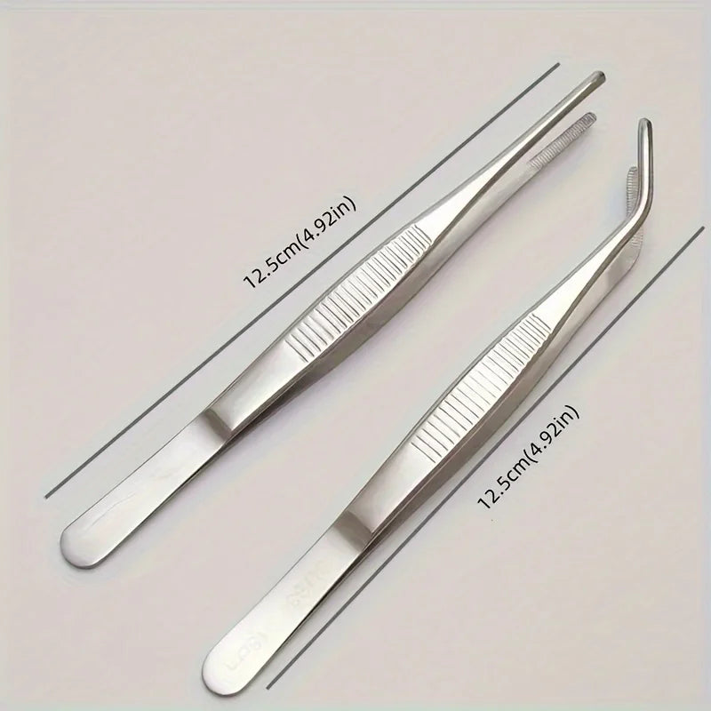 Precision stainless steel tweezers, 2-piece set, suitable for handicrafts, artworks and laboratory work - durable and reliable